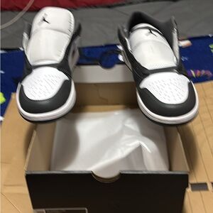 Jordan Black , Gray and White Sneakers